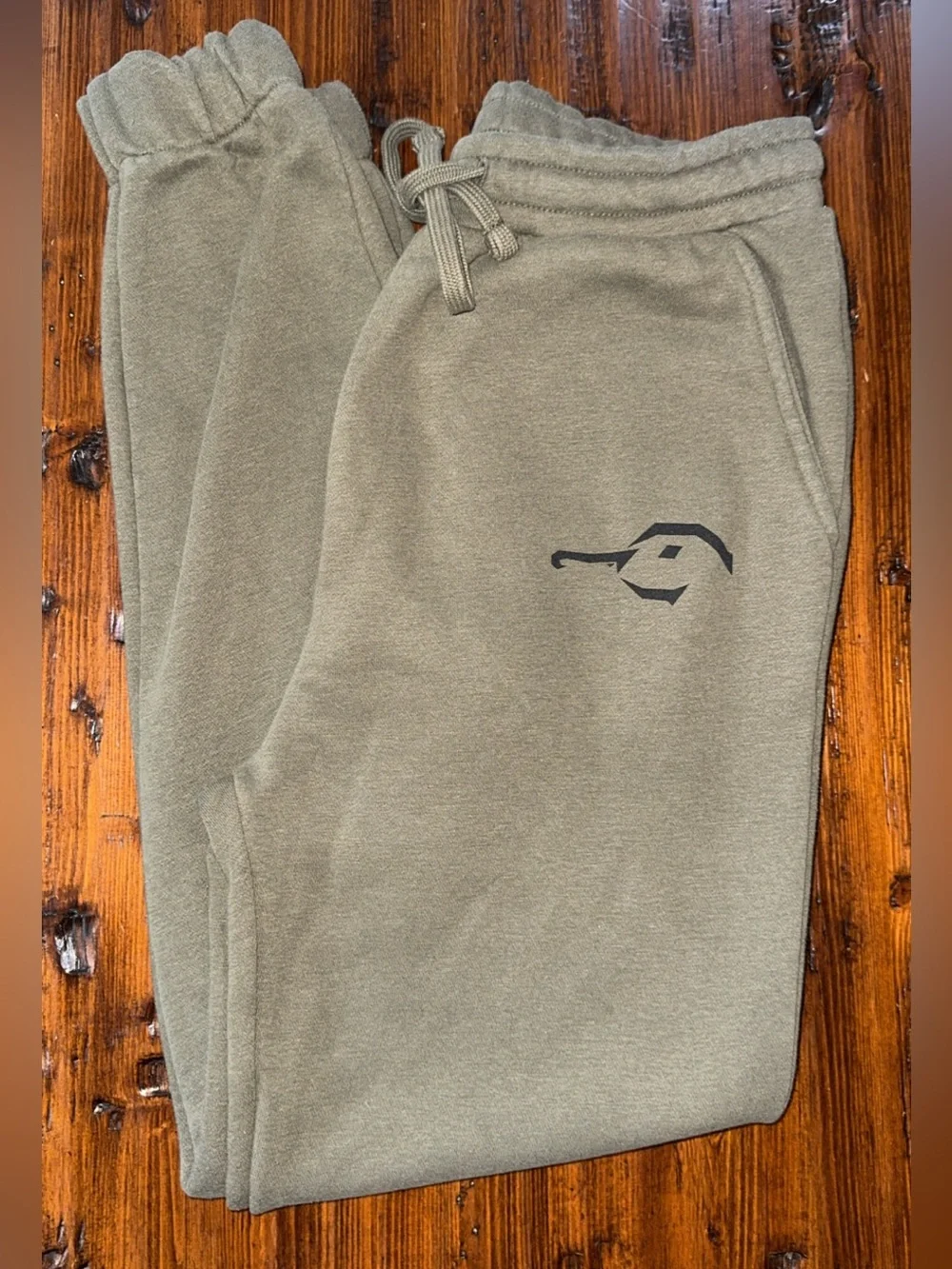 DUX WATERFOWL CO OLIVE GRN DRAWSTRING WAIST CUFFED ANKLES SIDE PKTS/BK PKT ZIP - Picture 1 of 15